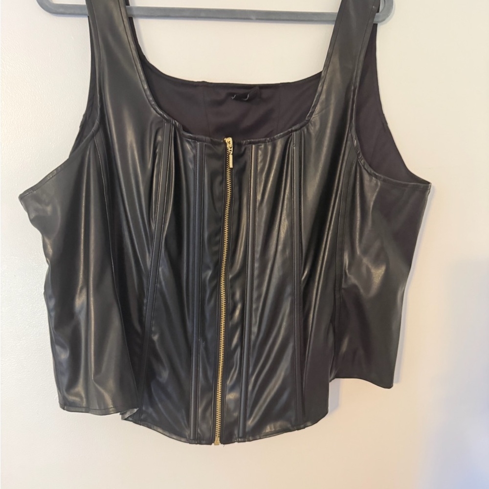 torrid Black Faux Leather Cropped Tank Top